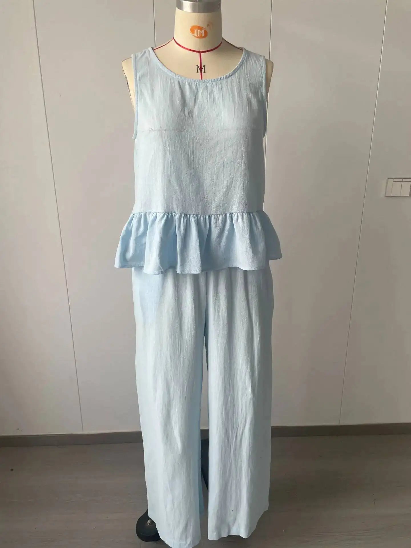Women's Boho Linen Wide Leg Pant Set