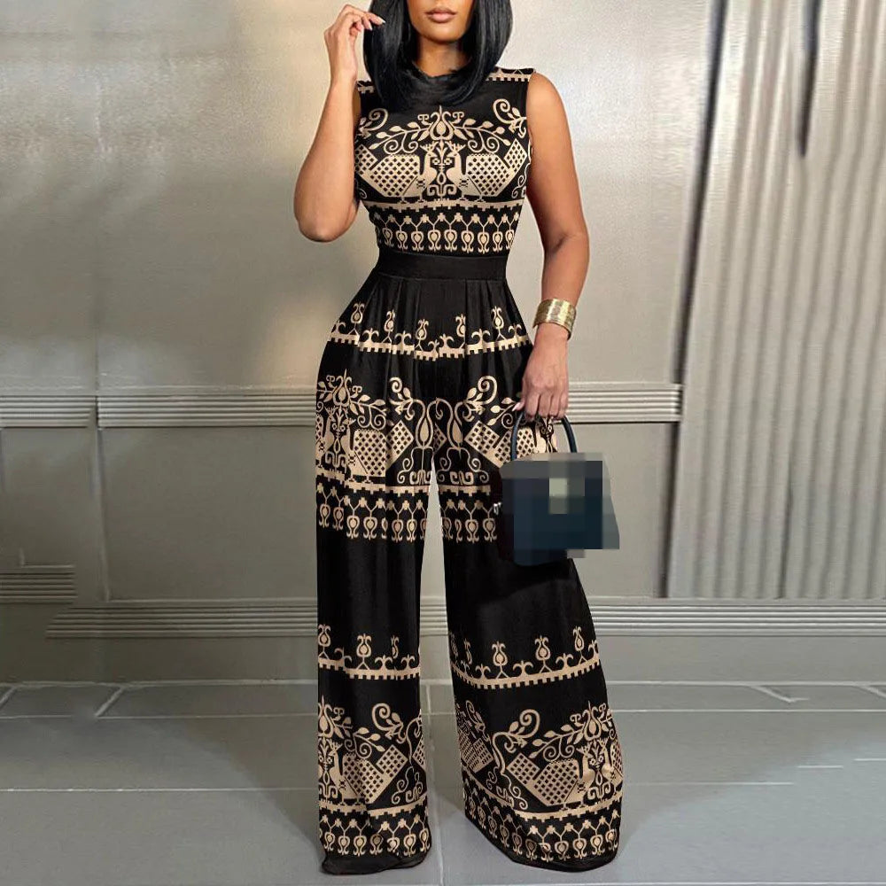 Elegant Wide Leg Sleeveless Jumpsuit
