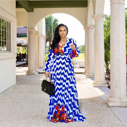 Women's Printed Wrap Maxi Dress