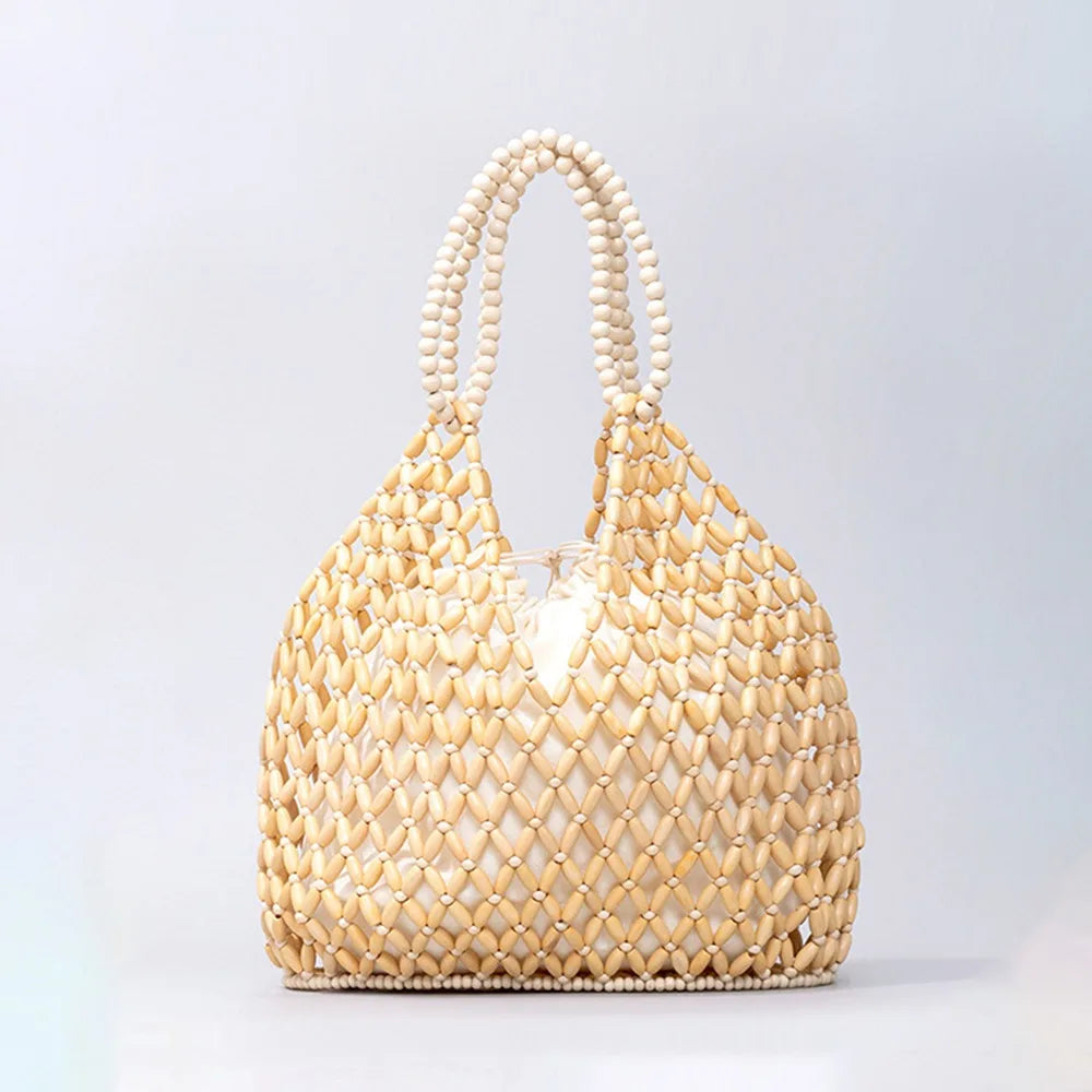 Beaded Bucket Tote Handbag