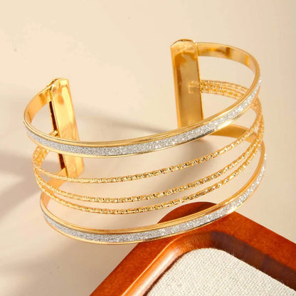 Frosted Gold Geometric Cuff Bracelet