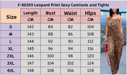 Leopard Print Spaghetti Strap Jumpsuit