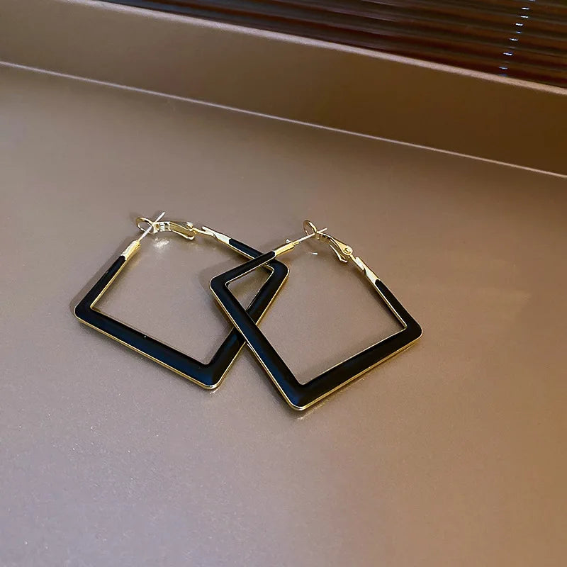 Trendy Enamel Statement Hoop Earrings