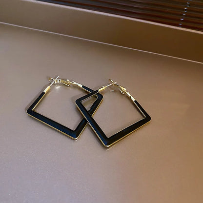 Trendy Enamel Statement Hoop Earrings