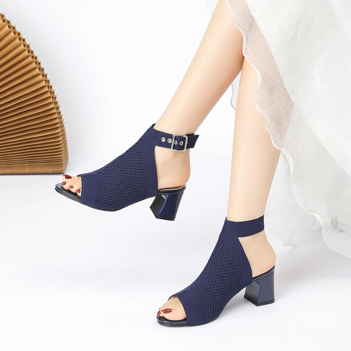 Chic Knit Peep Toe Sandals