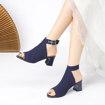 Chic Knit Peep Toe Sandals