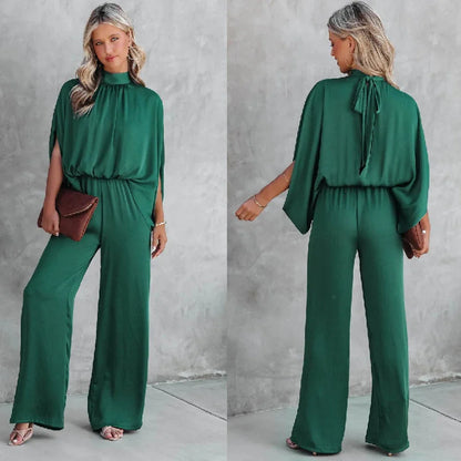 Jumpsuits for women 2022 elegant Autumn Elegant Casual Long Sleeve Solid Color Waist Loose Wide Legs Pants Jumpsuit