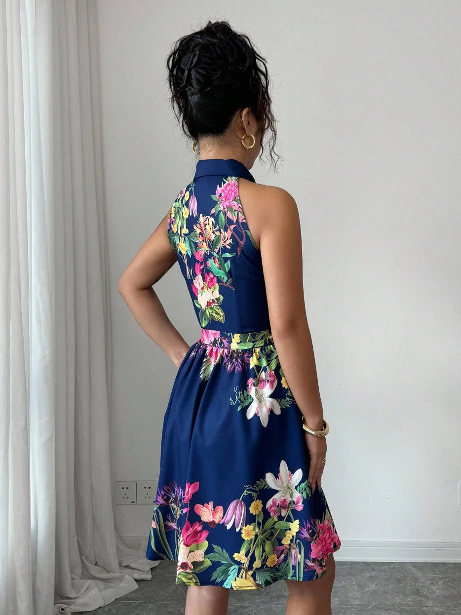 Floral Halter Neck Summer Dress