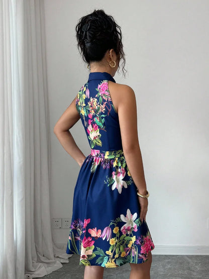 Floral Halter Neck Summer Dress