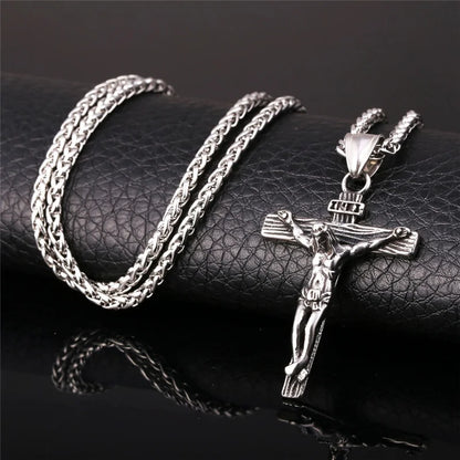 Stainless Steel Crucifix Pendant Necklace