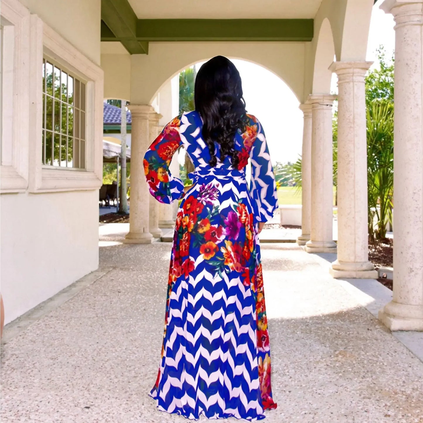 Women's Printed Wrap Maxi Dress