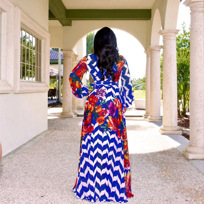 Women's Printed Wrap Maxi Dress