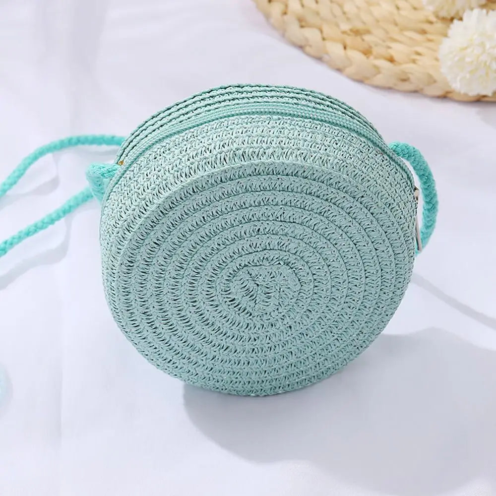 Handmade Round Rattan Crossbody Bag
