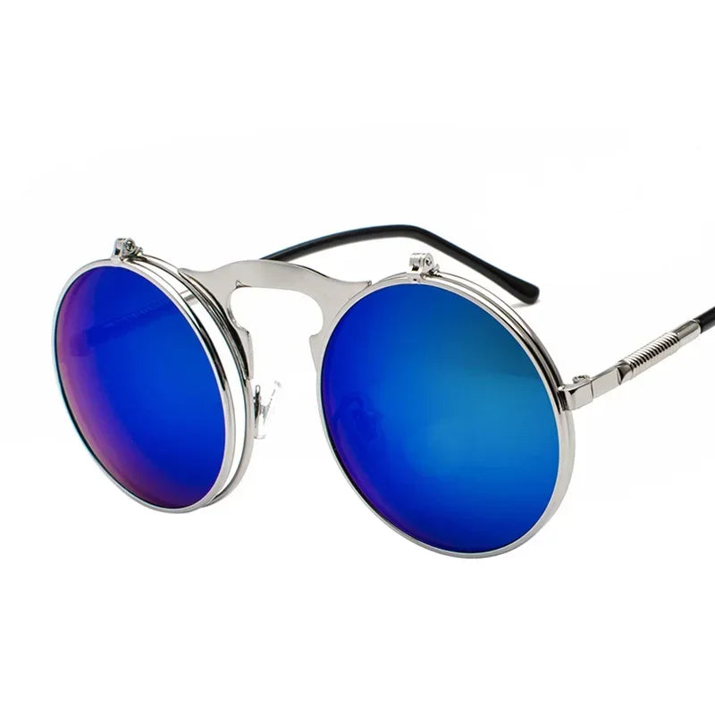 Vintage Steampunk Flip-Up Round Sunglasses
