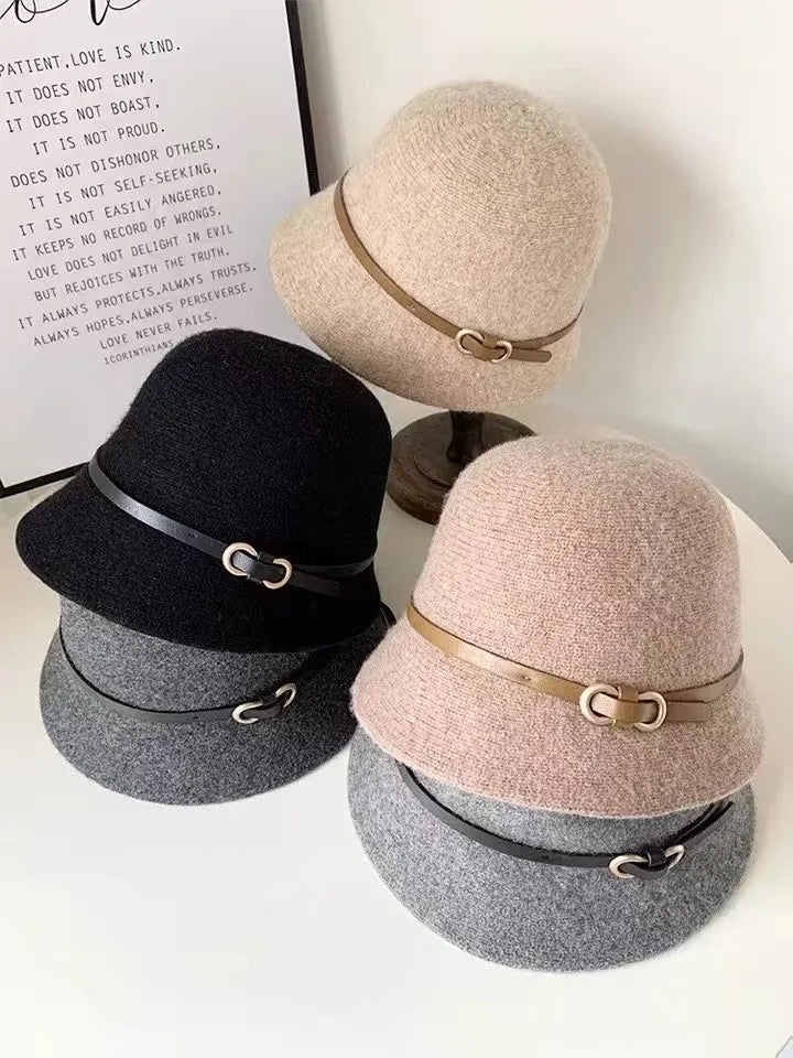 Chic Wool Buckle Cap