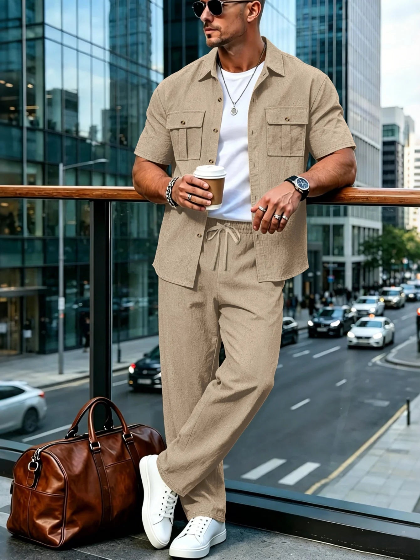Men's Ultimate Cotton Linen Casual Streetwear Co-ord Set