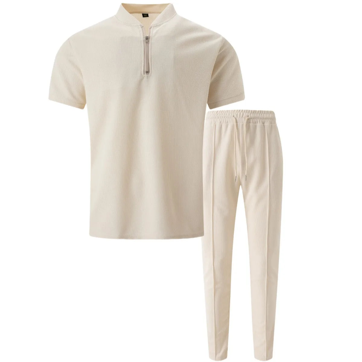Men's Waffle Knit Polo and Trousers Set