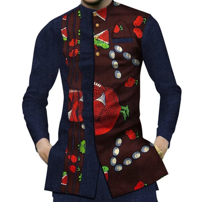 Casual 100% Cotton Mens African  Print Shirt