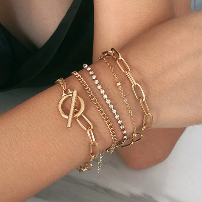 Gold Charm Bracelet Set