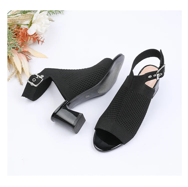 Chic Knit Peep Toe Sandals