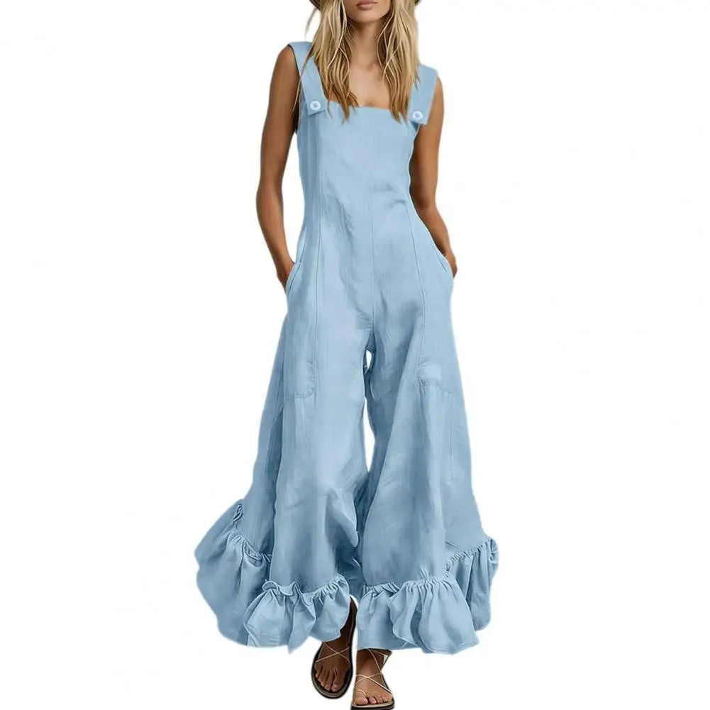 Aurora Ruffle Wide Leg Jumpsuit