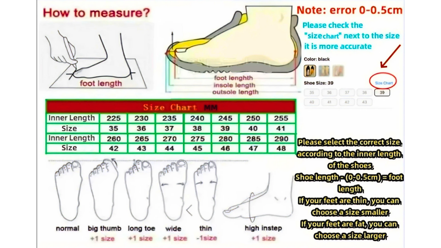 Foot measurement chart and store promotion with text on a blue background