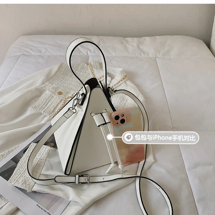 Geo Triangle Drawstring Bucket Bag