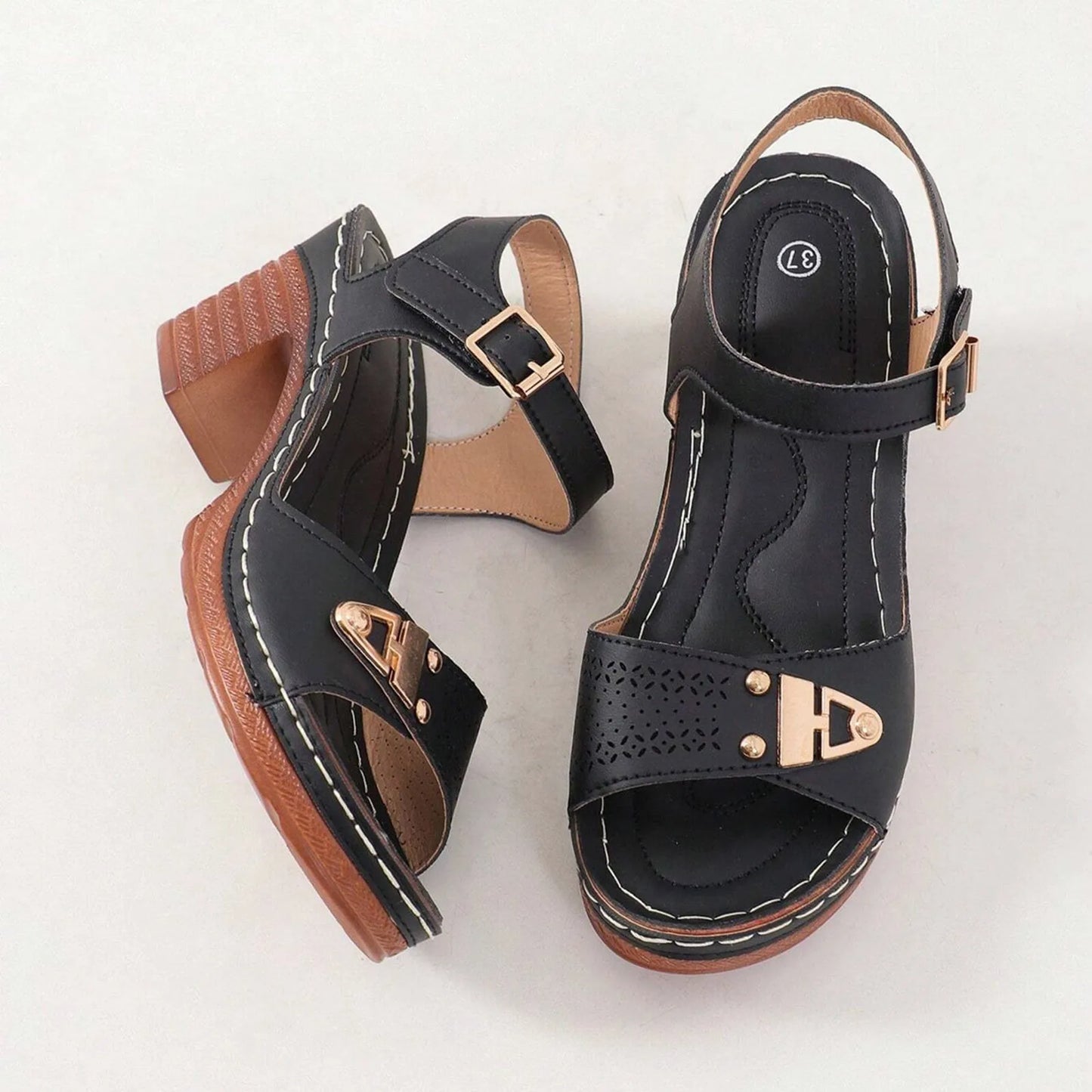 Chic Adjustable Strap Wedge Sandals