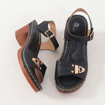 Chic Adjustable Strap Wedge Sandals