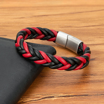 Braided Leather Cuff Bracelet for Men