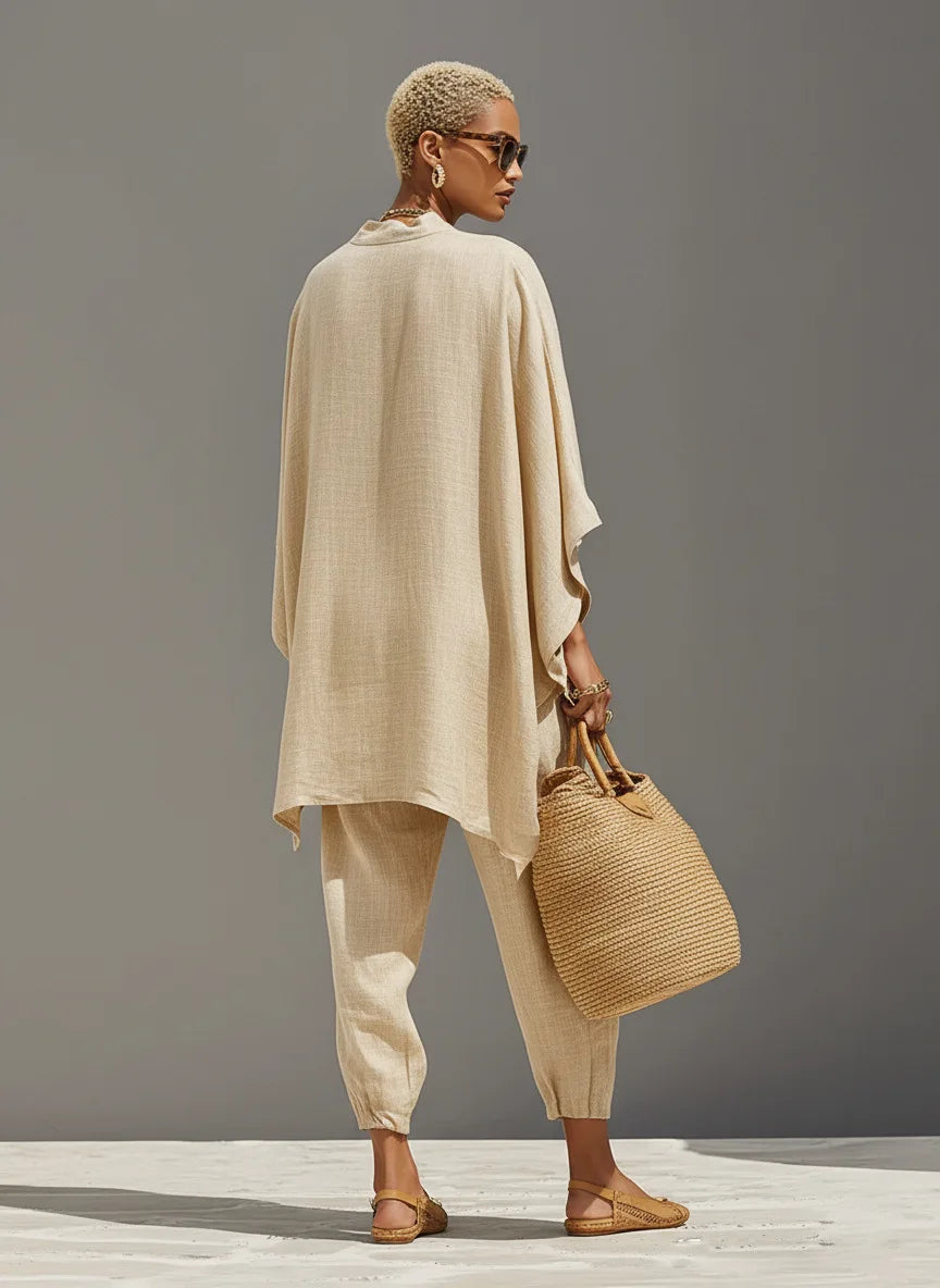 Dynamic Silhouette Linen-Blend Matching Set