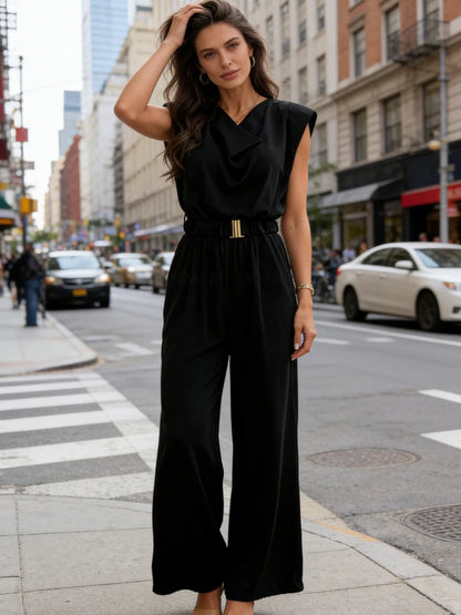 Sophia Elegant Wide Leg Jumpsuit with Belt