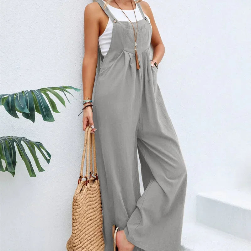 Wide Leg Loose Suspender Jumpsuit