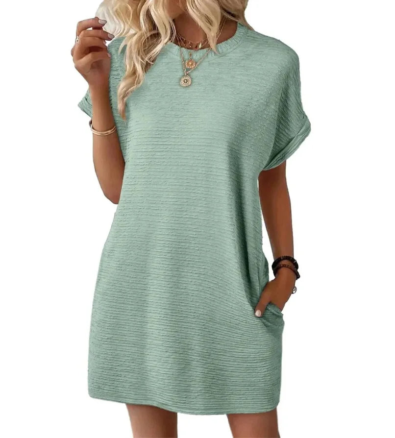 Relaxed Short Sleeve Mini Dress