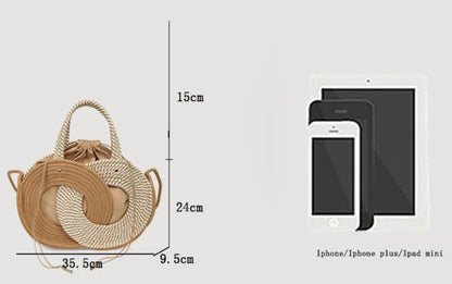 Aura Woven Straw Shoulder Handbag