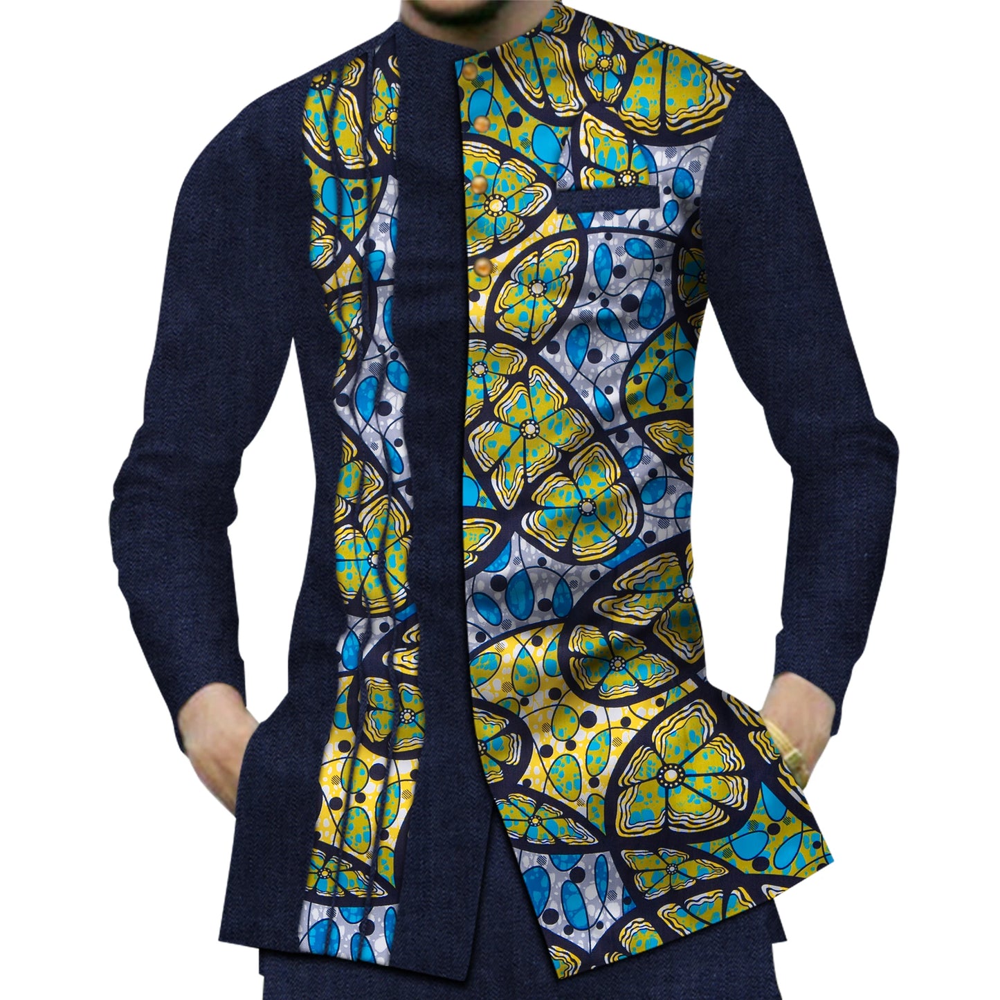 Casual 100% Cotton Mens African  Print Shirt