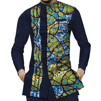 Casual 100% Cotton Mens African  Print Shirt