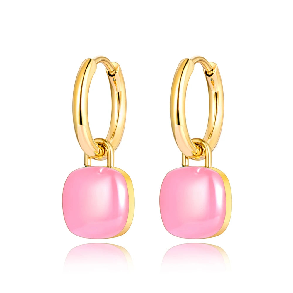 Colorblock Charm Hoop Earrings