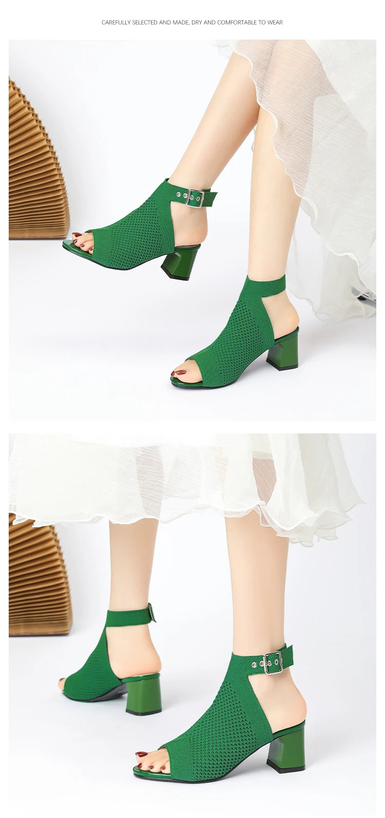 Chic Knit Peep Toe Sandals