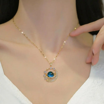 Celestial Zircon Moon Necklace