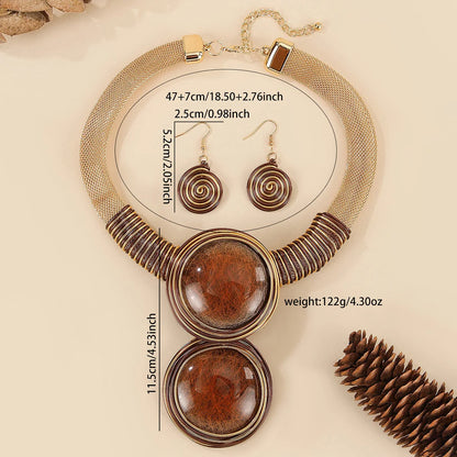 Bold Resin Wire-Woven Statement Necklace Set