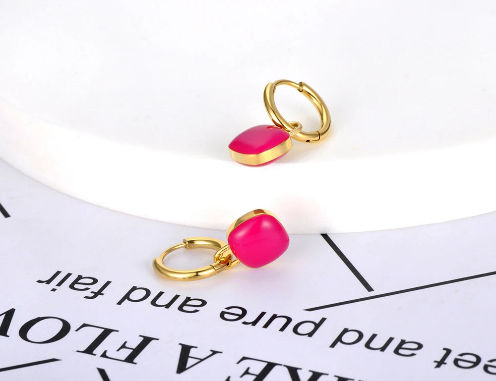 Colorblock Charm Hoop Earrings