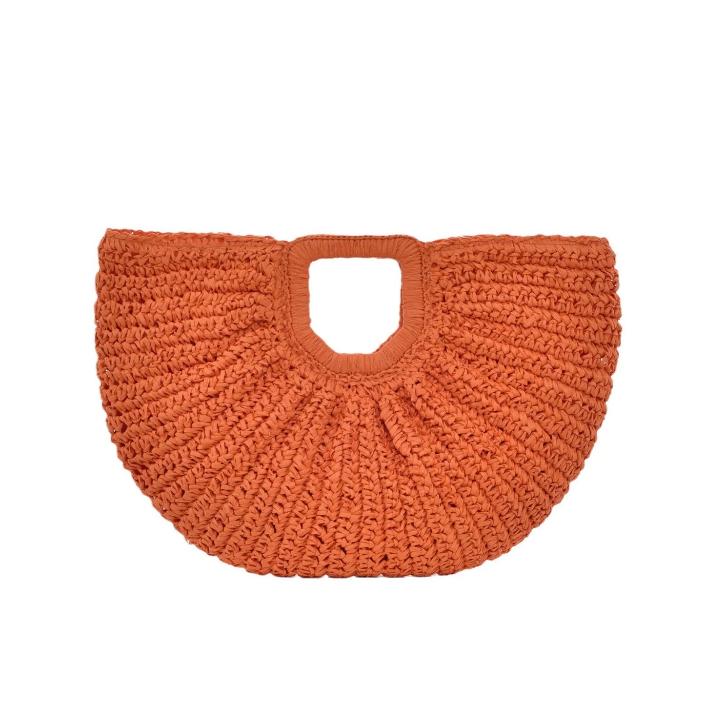 Handmade Half Moon Straw Tote Bag