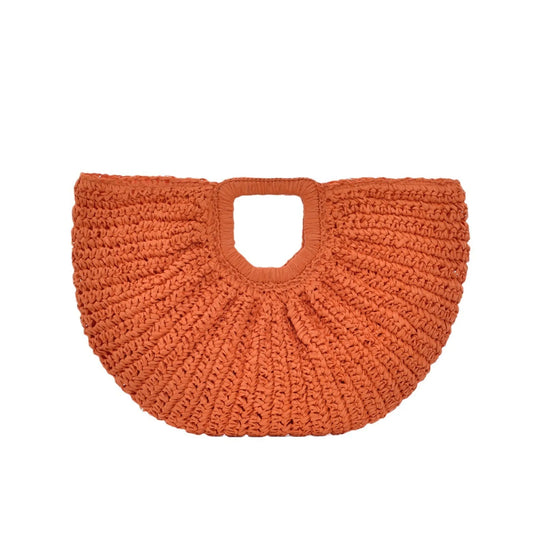 Handmade Half Moon Straw Tote Bag