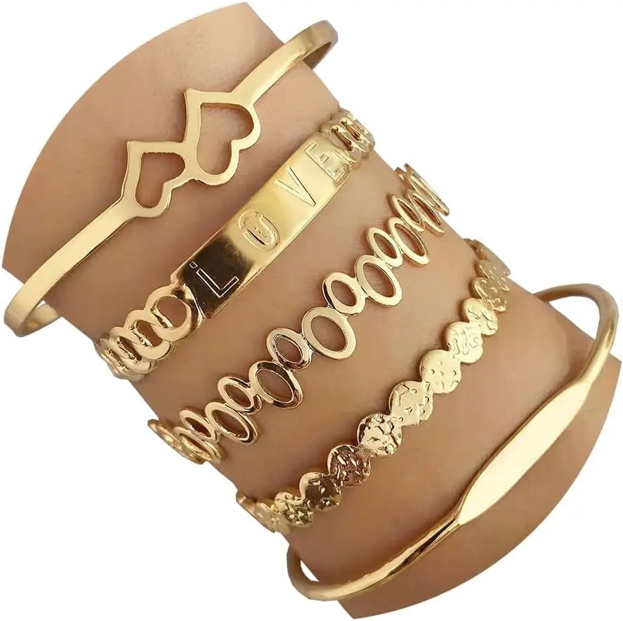 Modern Geometric Stackable Bangle Bracelet Set
