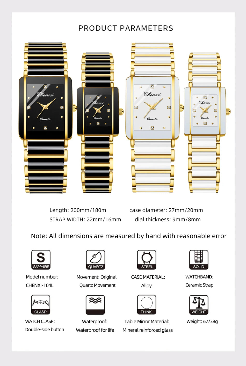 Chantecler watch with black and gold strap on a white background
