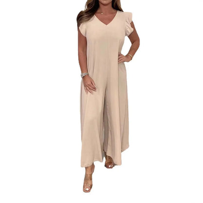 Elegant V-Neck Ruffle Jumpsuit