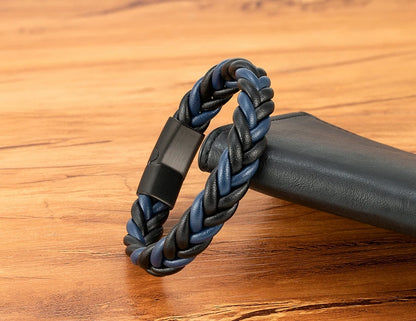 Braided Leather Cuff Bracelet for Men