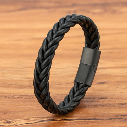 Braided Leather Cuff Bracelet for Men