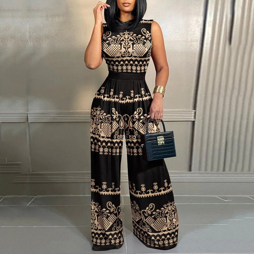Elegant Wide Leg Sleeveless Jumpsuit